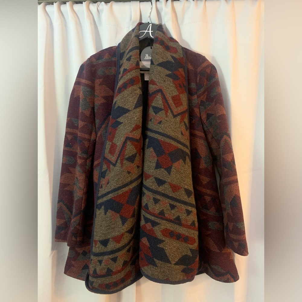 Maroon & Print Cardigan